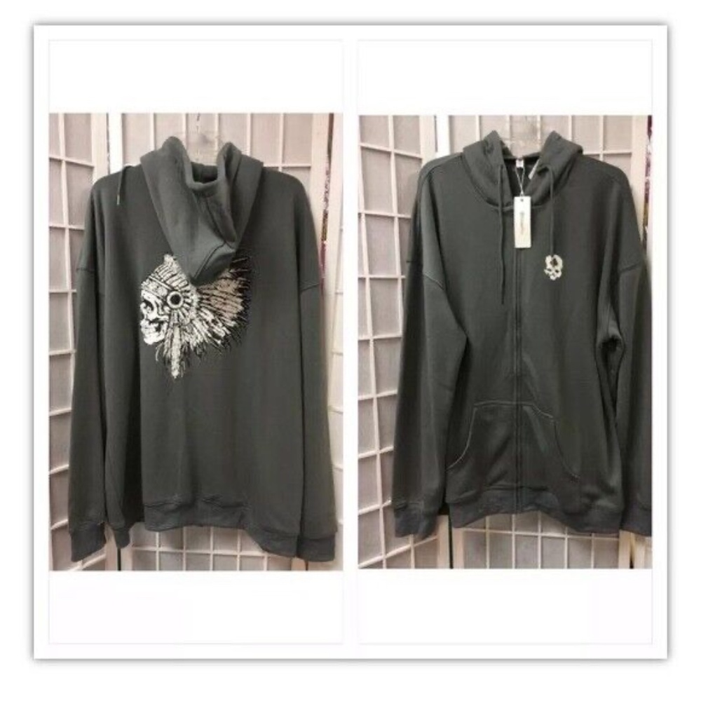 Order plus, Men,Sweatshirt,Hood,Gray,Sz 3XL,Long Sleeve,later indigenous print.!